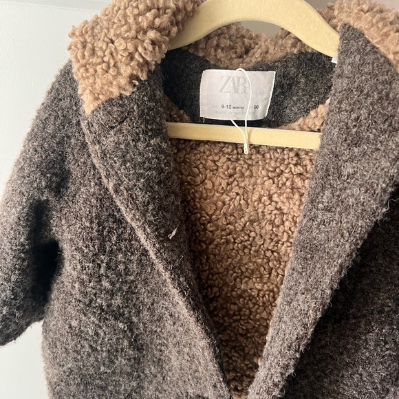 Zara kids brown boucle coat unisex size 9-12 months - Picture 4 of 6